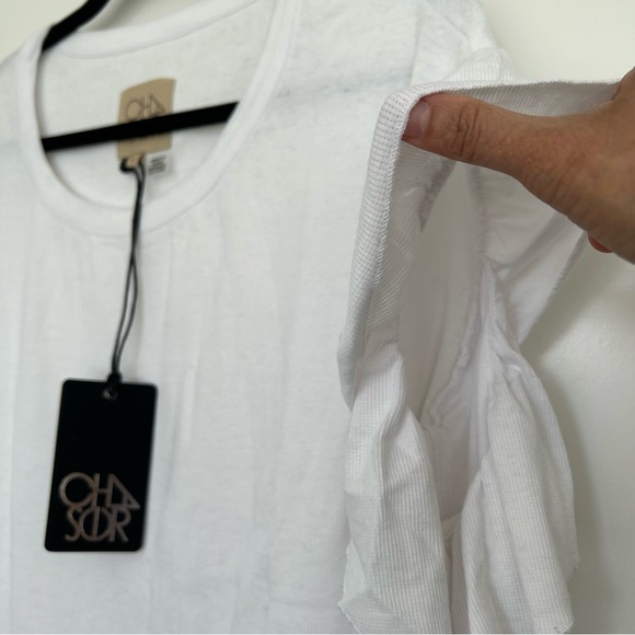 Chaser cut out Long-sleeve with Ruffles Top Size Medium/Large in White NWT - Picture 6 of 8